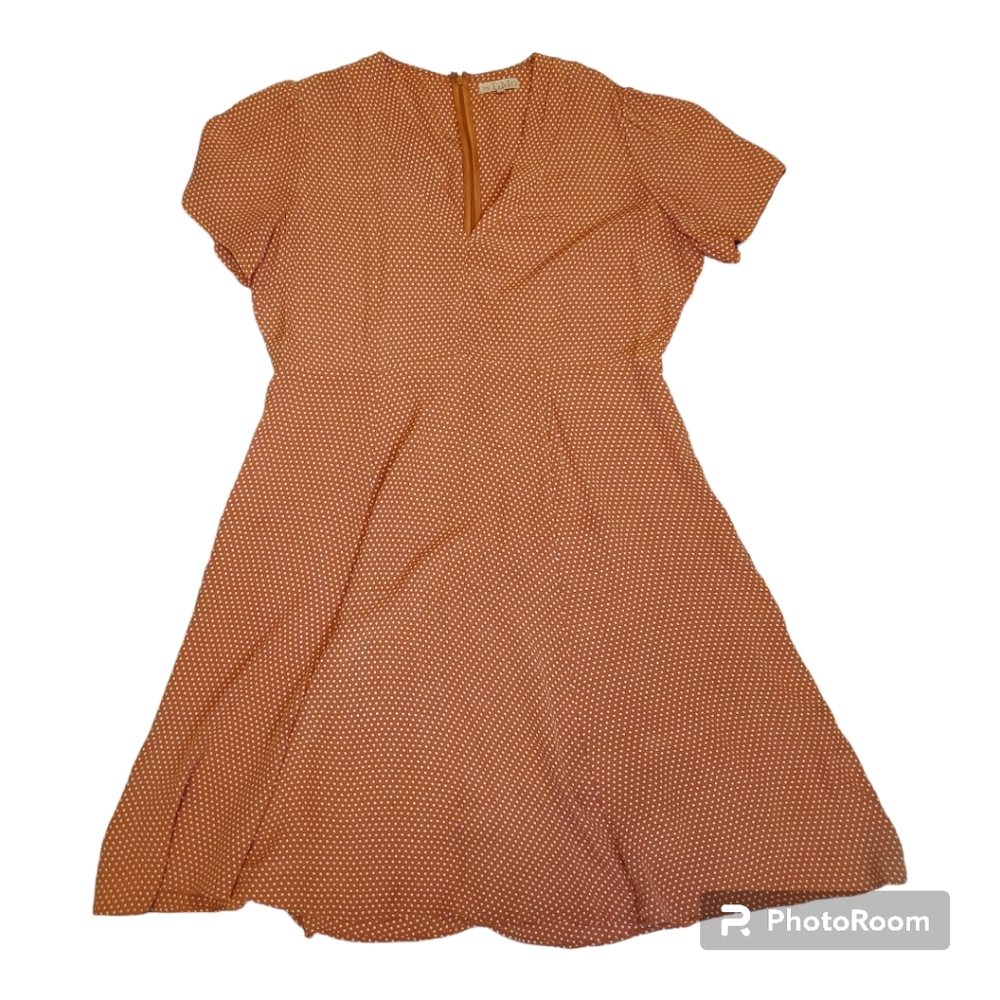By TIMO XL Orange Polka Dot Short Dress